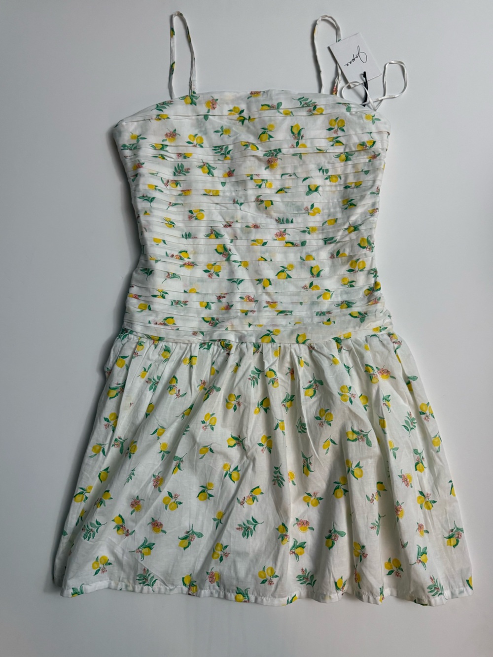 New, Japna White Sundress with Yellow Lemon Print